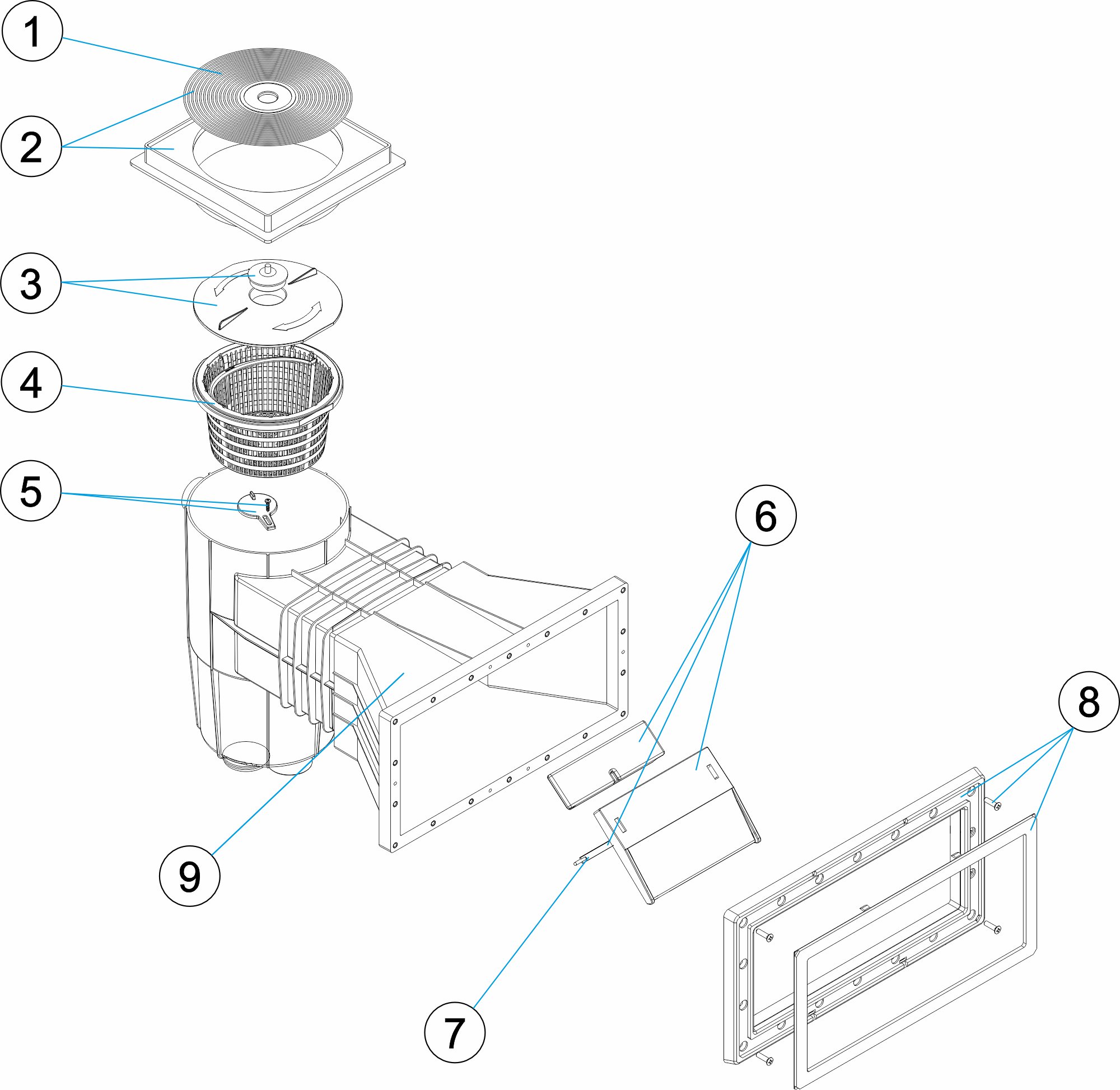 SKIMMER 15L PH WIDE MOUTH SQUARE COVER