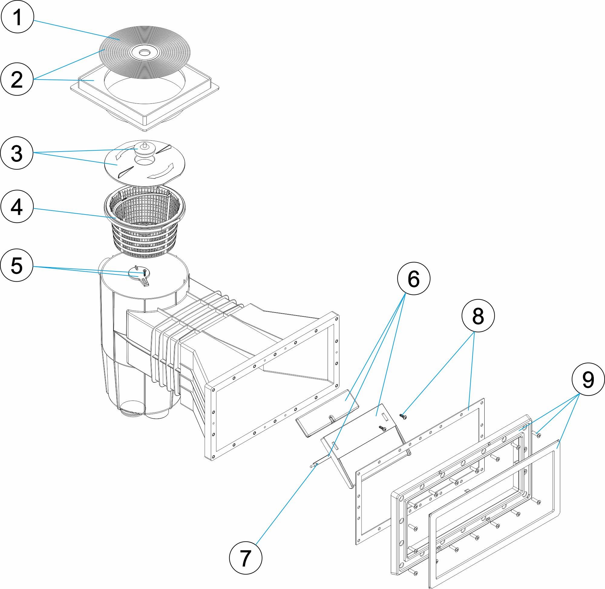 SKIMMER 15L PP. B.AMPLIACION TAPA CUADRADA