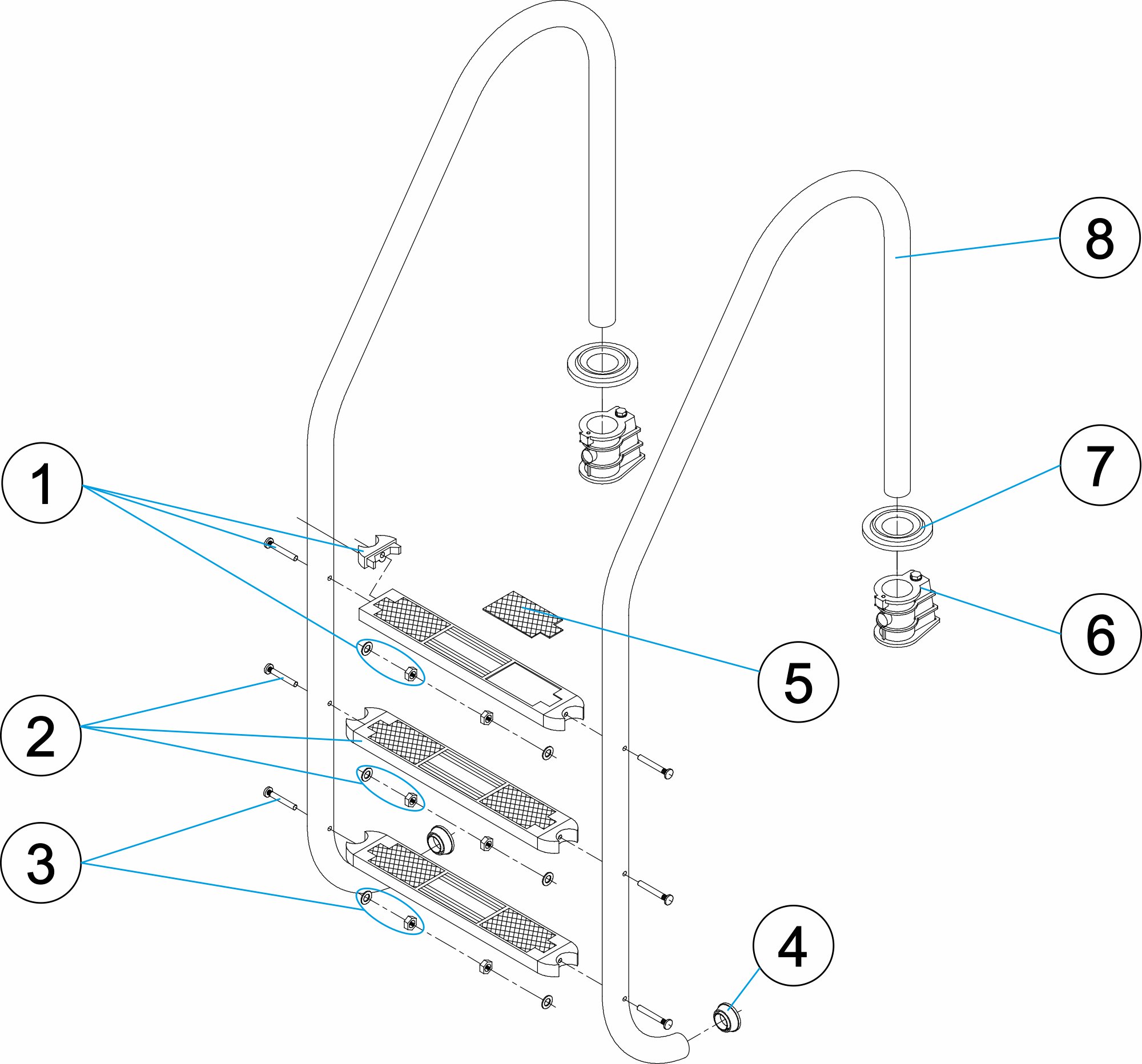 ESCALERA STANDARD PLUS 2-3-4-5 PELDAÑOS AISI-316